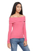 Fold-Over Top Ribbed Pink On/Off Shoulder with Detachable Straps - GENZEE