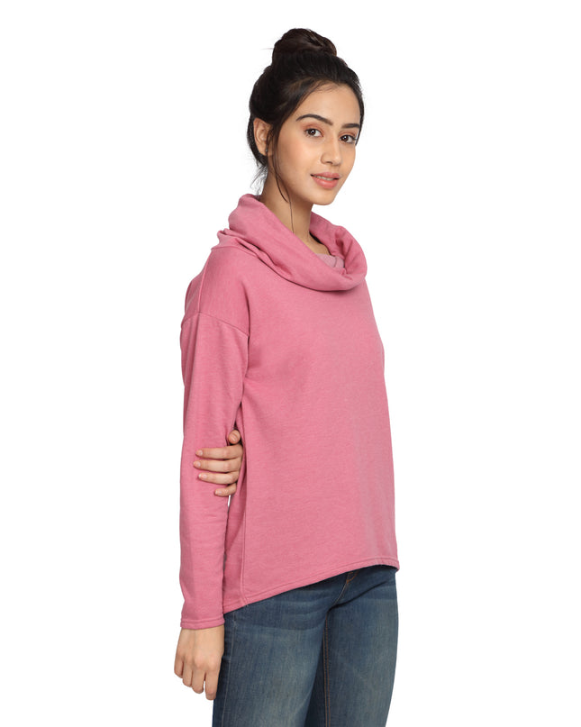 Get cozy vibes with our Pink Scarf Neck Sweatshirt – online shopping made easy!