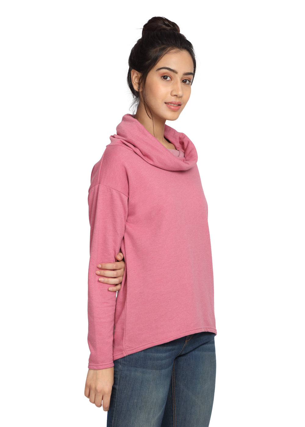 Pink Scarf Neck Sweatshirt - GENZEE
