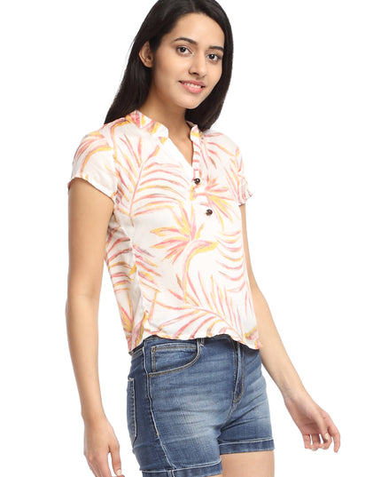 White Print Cotton Top
