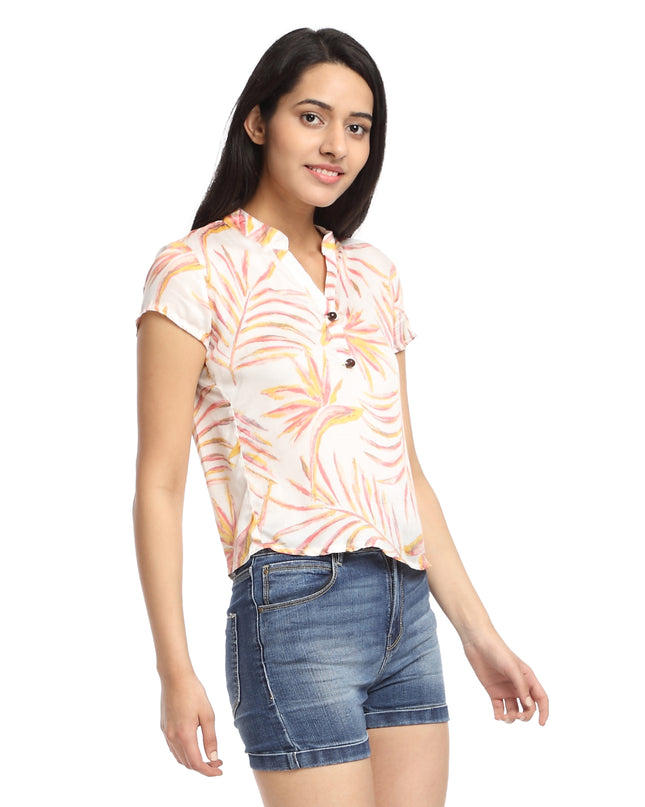 White Print Cotton Top