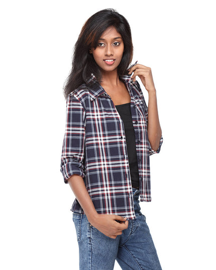 Shop Navy Blue Check Shirt online
