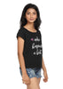 Printed T-shirt Black with Happiness Print - GENZEE