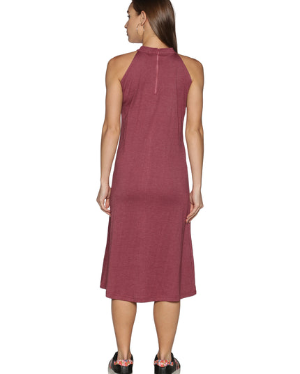 Melange Maroon Knit Halter Neck Dress