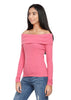 Fold-Over Top Ribbed Pink On/Off Shoulder with Detachable Straps - GENZEE