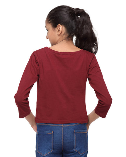 Maroon Crop Tee with Comfort Food Print - GENZEE