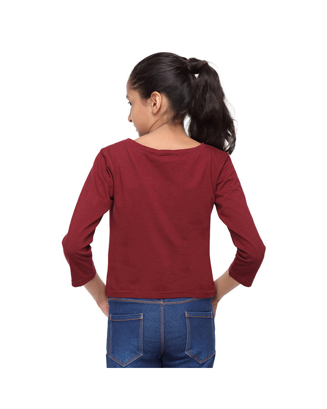 Maroon Crop Tee with Comfort Food Print - GENZEE