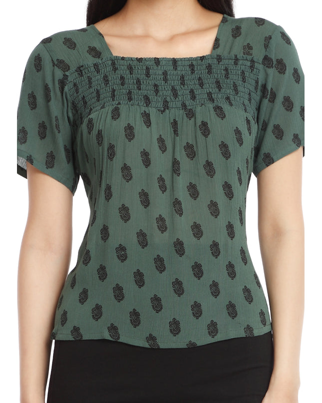 Online Exclusive: Get Your Green Smocking Top Now!