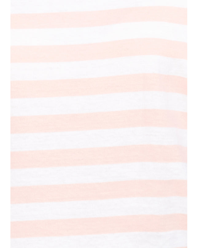 Striped Top with a Knot Peach & White Boat Neck - GENZEE