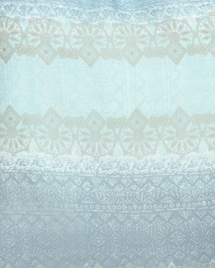 Blue Printed Georgette Bardot Top On/Off Shoulder - GENZEE