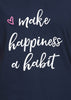 Printed T-shirt Navy Blue with Happiness Print - GENZEE