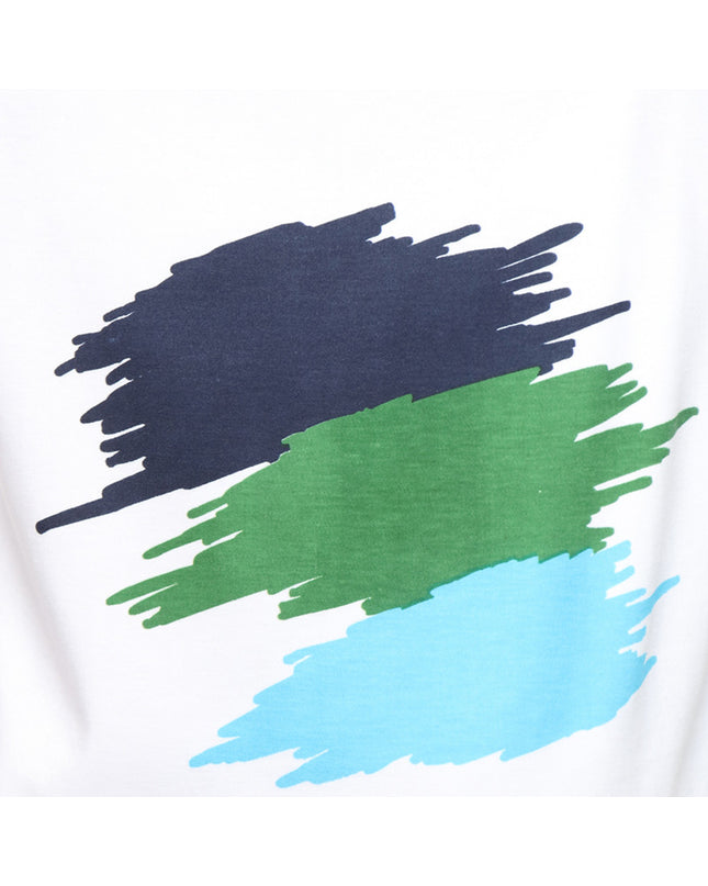 White Top with Blue abstract Print