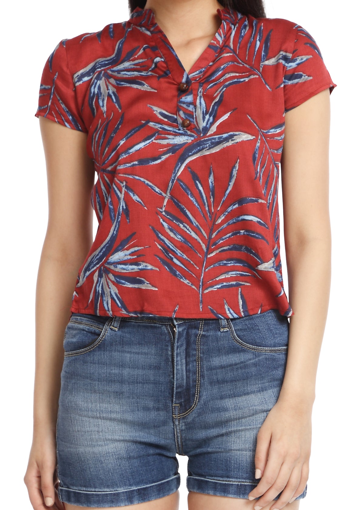 Red Print Cotton Top