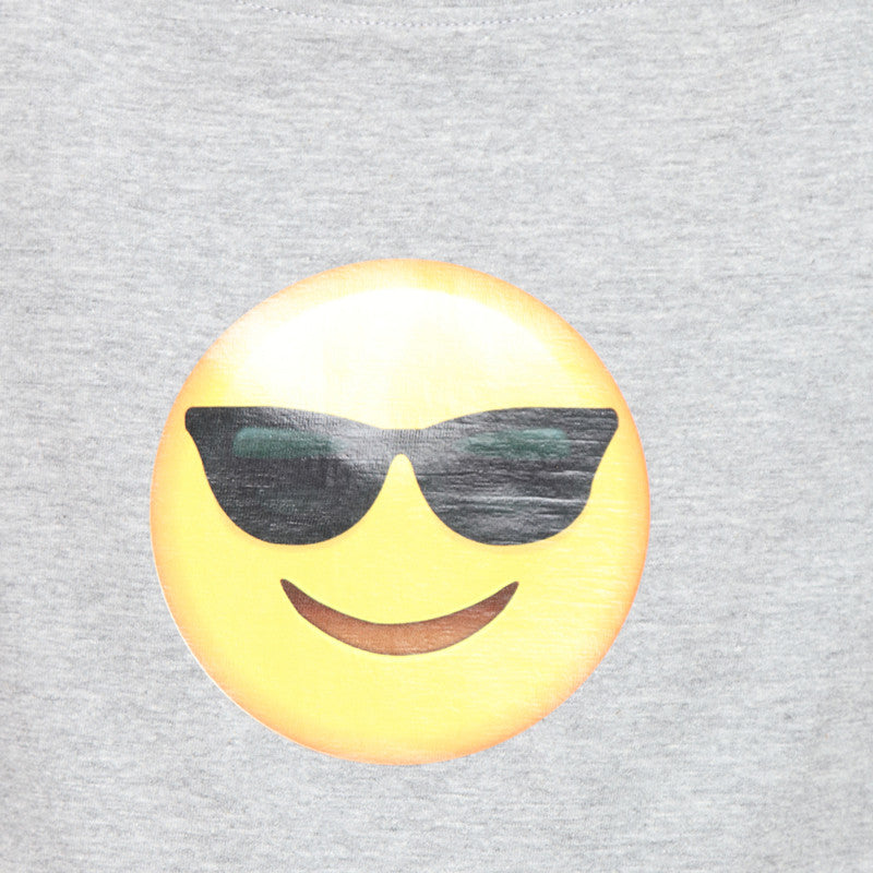 Grey Knit Crop Tee   (Cool Emoji) - GENZEE