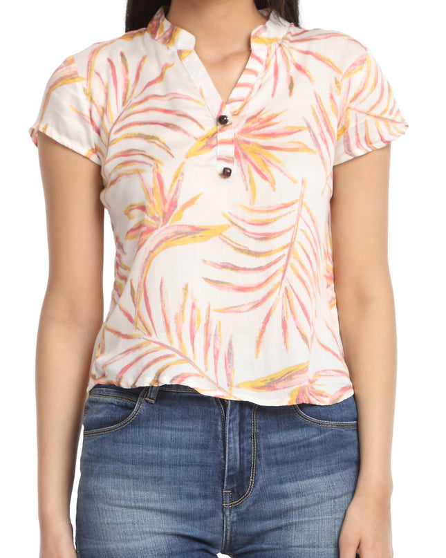 White Print Cotton Top