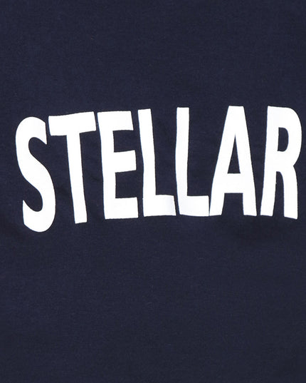 Navy Blue Knit Crop Tee   (Stellar) - GENZEE