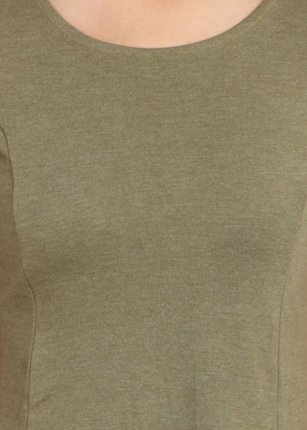 Melange Olive Short Knit Dress - GENZEE