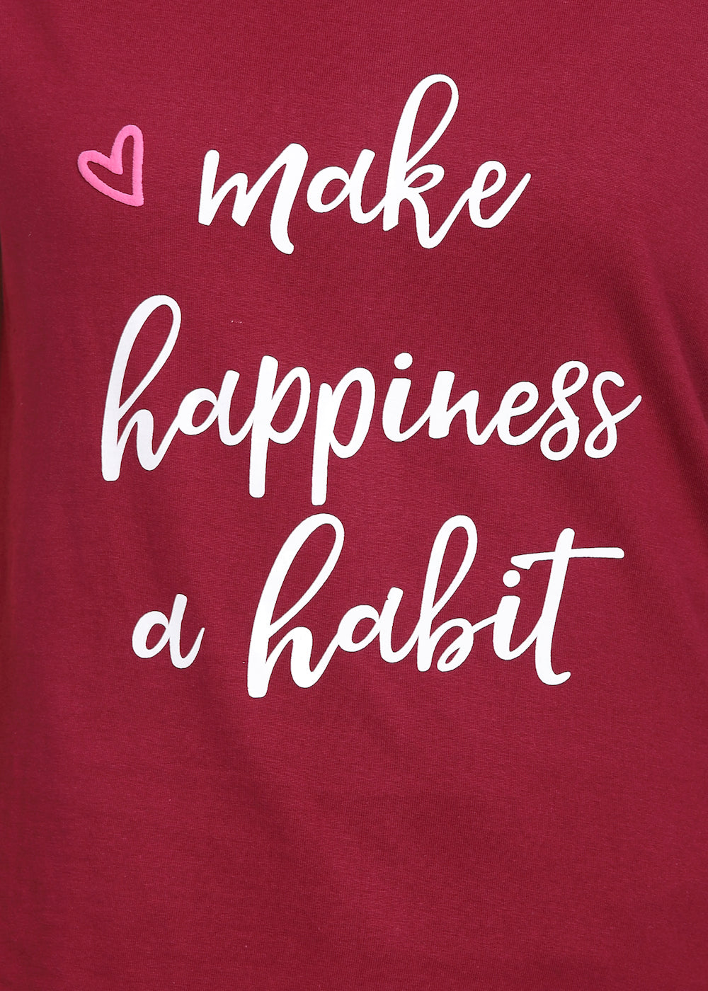 Printed T-shirt Wine with Happiness Print - GENZEE