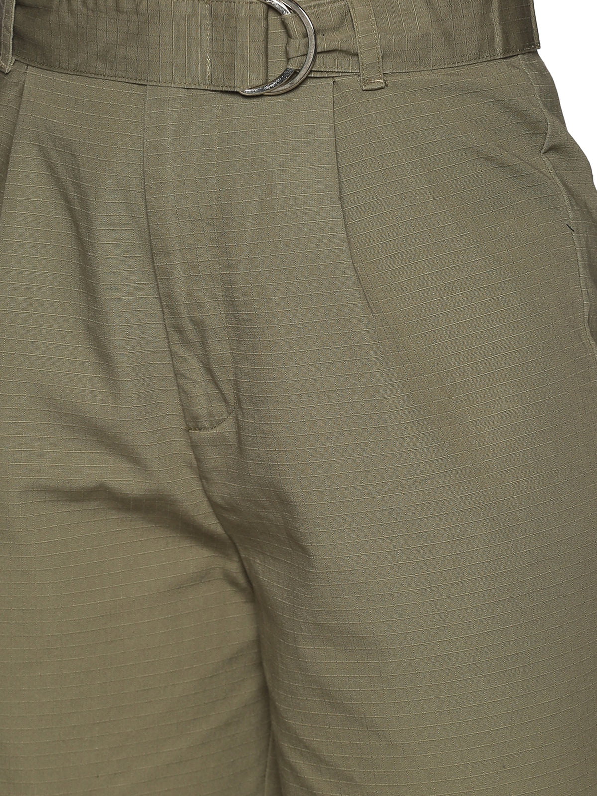Olive High Waist Cotton Pants