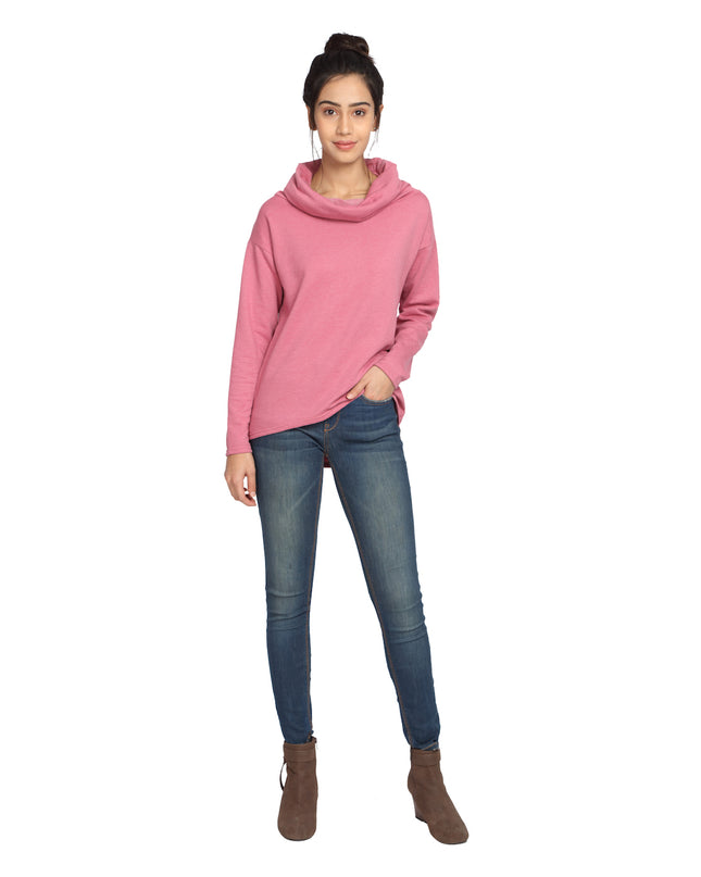 Pink Scarf Neck Sweatshirt - GENZEE