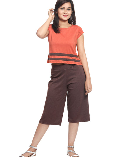 Orange Crop Top with Brown Stripes - GENZEE