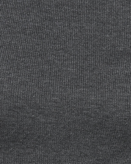 Half Sleeve Ribbed Cold Shoulder Grey Top with a Cross Back - GENZEE