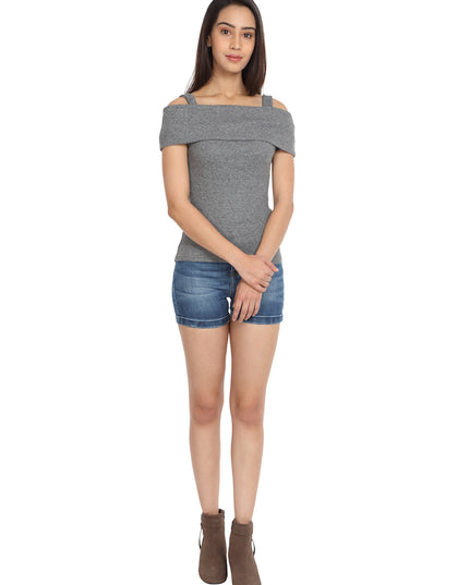 Grey Fold-Over Top - GENZEE