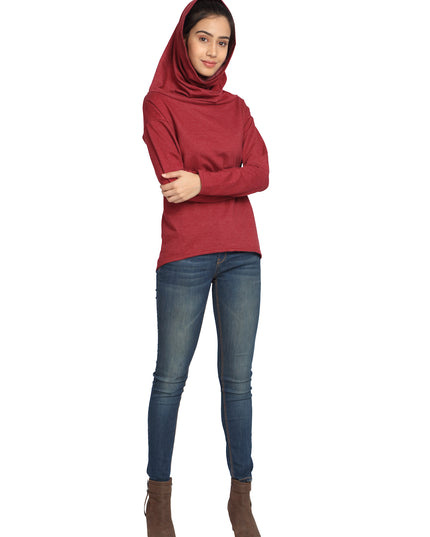Find Maroon Scarf Neck Sweatshirt for sale online