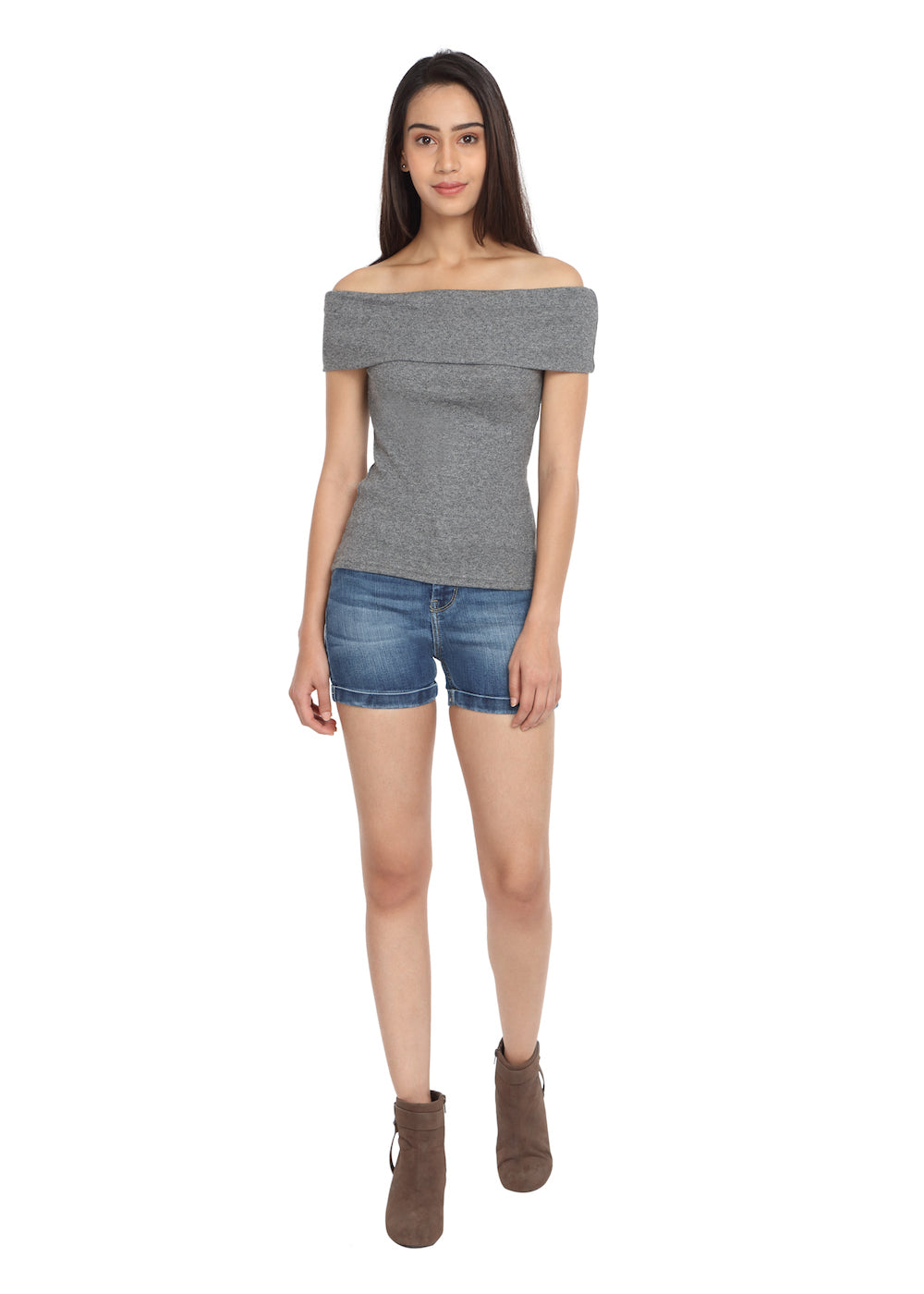 Grey Fold-Over Top - GENZEE